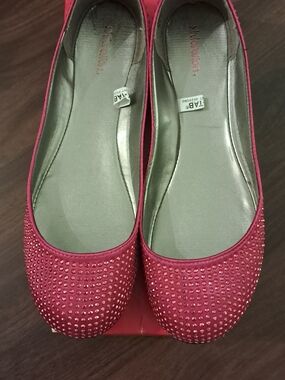 Xhilaration Hot Pink Rhinestone Embellished Ballet Flats